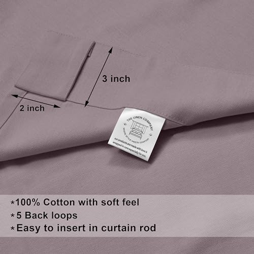 Image of THE LINEN COMPANY Solid Duck Canvas Curtains 7.5 Feet Long, Premium Cotton Drapes, 7.5ft Set of 2, Lavender