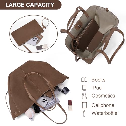 Tote Bag Handtasche Damen Umhängetasche Große Shopper Tasche PU Leder Schultertasche mit Geldbörse Henkeltaschen Gross Tragetasche für Reisen Einkauf Geschenk – Bild 5