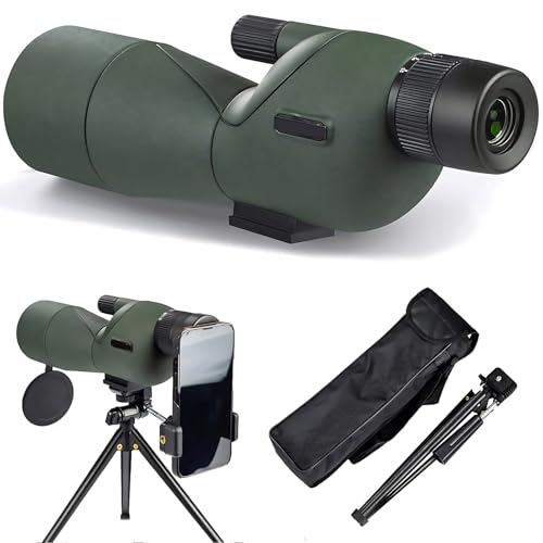 25-75x60 Spotting Scopes with Tripod Carrying Bag Phone Adapter Straight Spotter Scope Monocular Telescope for Target Shooting Hunting Birdwatching Green