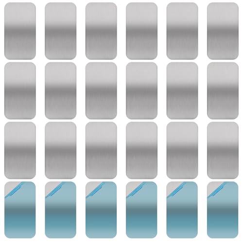 Hpmjz 24 Stück Metallplättchen Selbstklebend Set 30mm Metallplatte für Magnete Rechteckig Metall Platte mit Klebefolie Dünn Metallscheiben für Magnet Handyhalter