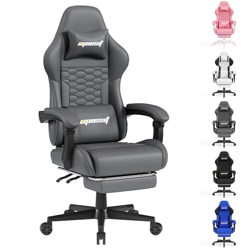 Opiesit Gaming Chair, Computer Office Chair with Footrest, Linkage Armrests and Lumbar Support, High...