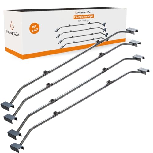 4x Flachplanenbügel Metall für Anhänger Planen, verstellbar 100–155...