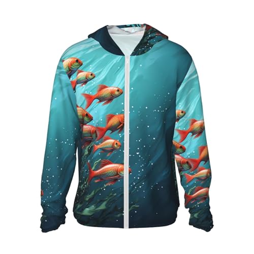 Women's UPF 50+ Sun Protection Hoodie Fish aquarium Sun Shirt Long Sleeve Fishing Shirts for Men Jacket
