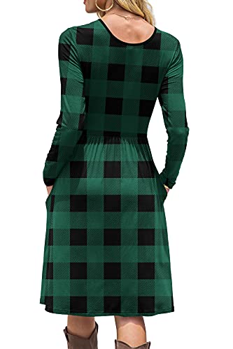 Image of DB MOON Women Casual Long Sleeve Dresses Empire Waist Knee Length Loose Dress with Pockets