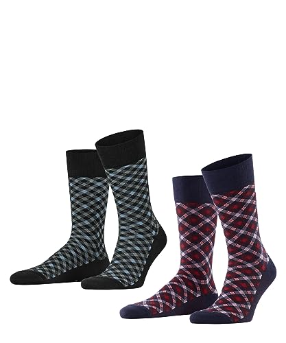 FALKE Homme Smart Check Chaussettes Coupe Ras du Cou Coton Lot de 2 Paires
