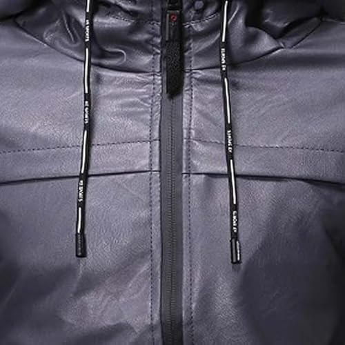 Chaqueta Bomber de Cuero Sintético con Capucha para Hombre miniatura 4