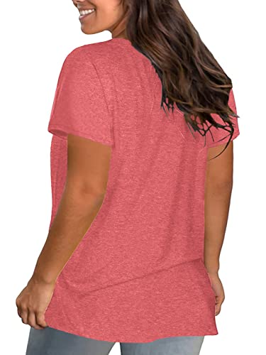Image of DOLNINE Plus-Size Tops for Women Casual Short Sleeve Color Block T-Shirts | Basic Going Out Tees, Summer Trendy Loose Fit Tunics