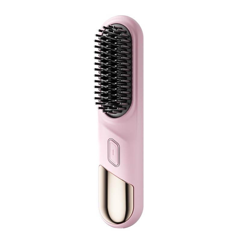 Cepillo alisador de cabello portátil inalámbrico, alisador mini con revestimiento cerámico para viaje, herramienta ligera para peinar y alisar (rosa) miniatura 1