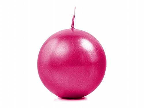 10 Candele rotonde sferiche FUXIA metallico 6 cm