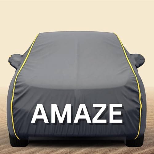 Image of 100% Waterproof Amaze Car Cover Heavy Duty - Premium Polyester Car Body Cover, All Weather Outdoor Protection, UV Resistant, Dustproof, Windproof, Heat Resistant, Scratch Resistant (Grey)