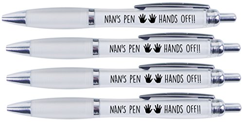Nan de la pluma Hands Off., 4 impreso bolígrafos para Nan