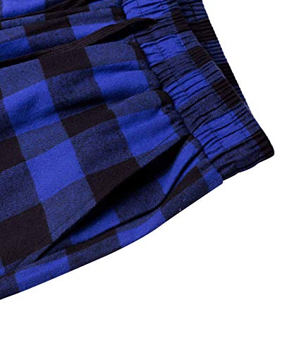 Image of Mens Flannel Pajama Pants Plaid Heavyweight Cotton PJs Bottoms Sleepwear | Soft Cozy with Pockets, Elastic Waistband Drawstring, Adjustable Length, Casual Checkered Lounge Pant, for Home Holiday Daily