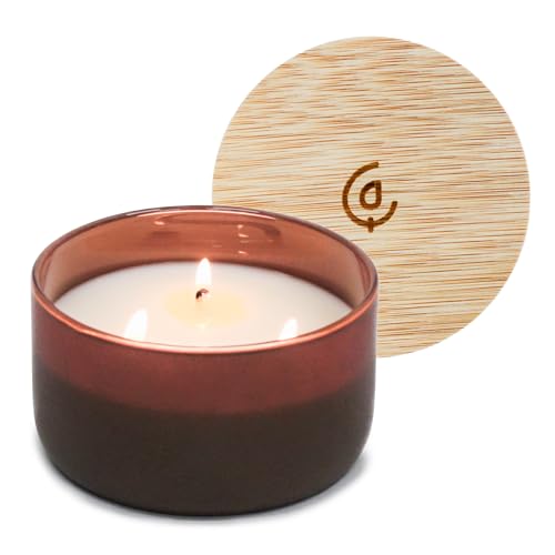 Calyan Wax Co. Mahogany & Cashmere 3 Wick Scented Candle - 30 Hour Burn - Luxury 3 Wick Soy Candles - Clean Soy Wax Candles - Long Lasting Large Glass Jar Candle for Home - 8oz