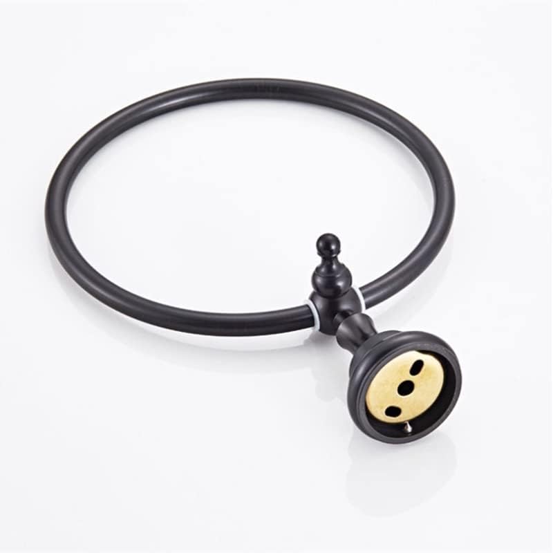 LSLYTQ 1PC Personality Contemporary Black Towel Holder, Towel Ring, Brass Towel Bar, Wall-Mounted Bathroom Hardware Accessories
