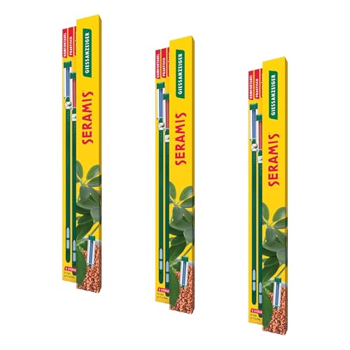 Seramis Gießanzeiger groß, 26 cm – 2er Set Pflanzen Gießmelder, Wasserbedarf-Anzeige für Pflanzen in Tongranulat und Erde, in Grün (Packung mit 3)