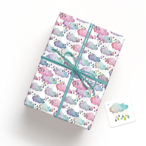 LINA OFFICINE GRAFICHE PAPEL DE REGALO CREATIVO ENTRADAS EN LA NUBE PAQUETE MÁS CERCA 2 PIEZAS DE CADA TIPO