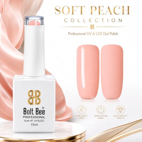 Image of BOLT BEE 15ML Gel Nail Polish 1Pc Clear Pink Glitter Nail Polish Soak Off UV LED Nail Gel Polish Nail Art Starter Manicure Salon DIY at Home, 0.5 OZ (1) (130)