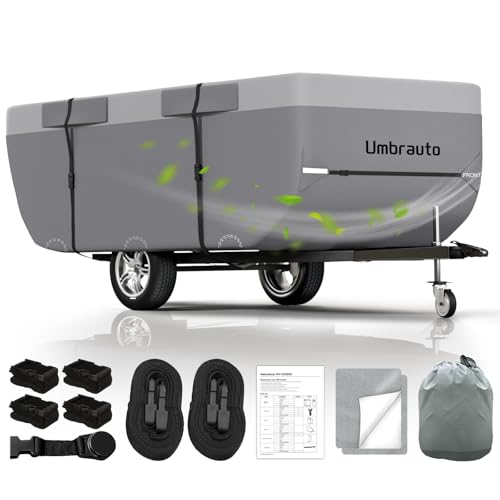 Pop Up Camper Cover Fits 11-13ft High-Wall Tent Trailer: Lightweight Pop Up Trailer Cover Umbrauto Waterproof, 7 Layers Top Breathable Ripstop Windproof