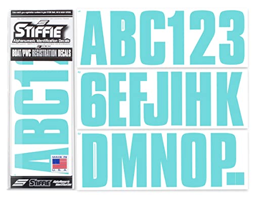 Image of STIFFIE Uniline Mint 3 inch Boat & PWC Registration Decals • Numbers Letters Stickers