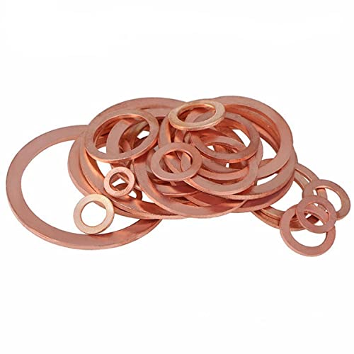 MACHSWON 10 PCS Flat Washers Red Copper Flat Gaskets M10 ID 14mm OD 1mm Thick Round Rings Gasket Sealing Washer Ring Screw Fastener Hardware Accessories - Image 3