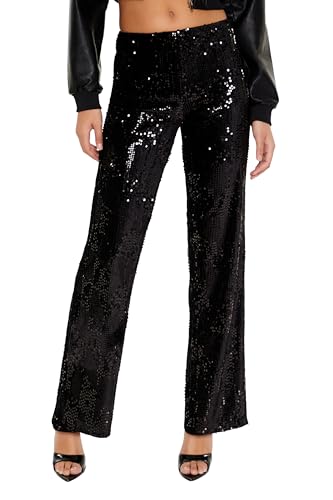 Forever 21 womens Sequin High-rise Straight Pants2