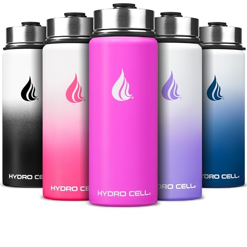 Image of HYDRO CELL Stainless Steel Insulated Water Bottle with Straw - For Cold & Hot Drinks - Metal Vacuum Flask with Screw Cap and Modern Leakproof Sport Thermos for Adults (Fuchsia 18oz)
