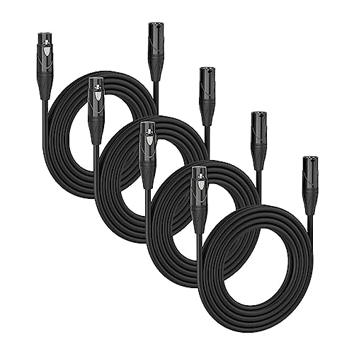 Lot de 4 câbles DMX à 3 broches MFL 5m noir pour un signal stable sur vos structures de scène