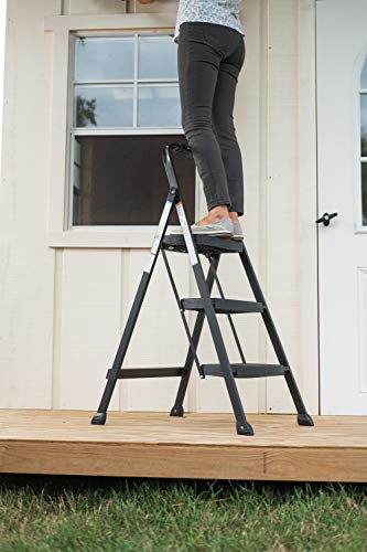 Rubbermaid 3-Step Steel Ladder, Folding Step Stool with Hand Grip and Non-Slip Feet, Black, Tested to ANSI US Safety Standards, No Assembly Required - Image 12