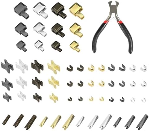 60 PCS Metal Zipper Latch Slider Retainer Insertion Pin Set, #3#5#8 Head Replacement Zip Bottom Stopper with Install Pliers Tool for Coats Jacket Backpack Repair (4 Colors)