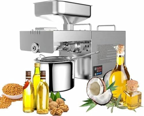 FKINGLRK Prensa de Aceite de Acero Inoxidable para Uso doméstico, extracción automática en frío y Caliente con Pantalla táctil LCD, para Aceite de almendras.