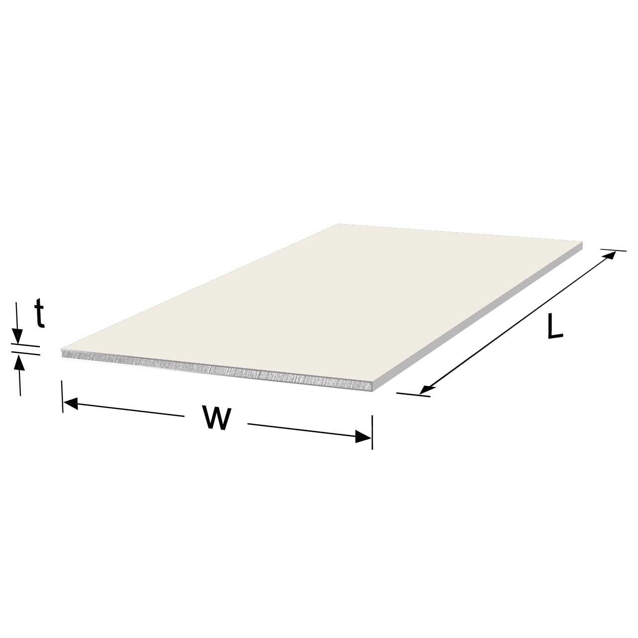 2mm Aluminiumblech eins. RAL9010 reinweiß weiß - Länge 1000mm - Breite 750mm, Stärke 2mm