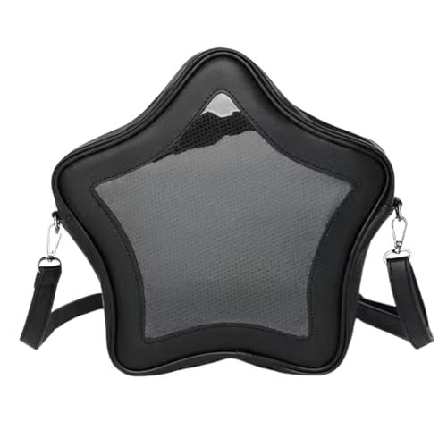 Vobomo Bolsa cruzada con forma de estrella Ita con alfileres, bolsa cruzada de piel sintética, mochila Y2k estética linda bolsa, Black