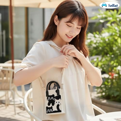 Image of FunBlast Crossbody Mobile Sling Bag for Women - Stylish Phone Pouch with Strap & Silicone Handle, Keychain, Coin, Cosmetics Purse, Cute Utility Bag for Girls & Women