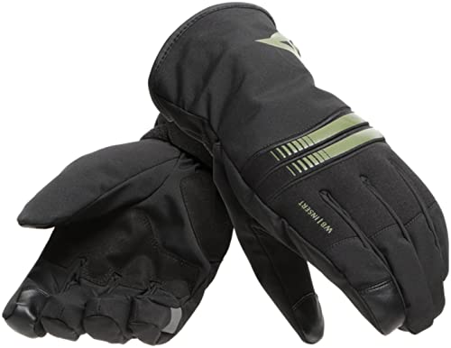 Dainese Plaza 3 D-Dry Gloves, Motorradhandschuhe Winter Wasserdicht, Herren, Schwarz/Bronze-Green, M
