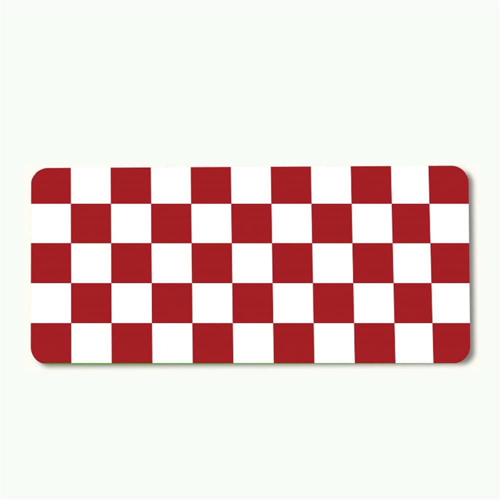 BXGH Mouse Mats with Non-Slip Rubber Base, Red/White Fun Board Grid Stitched Edge Gaming Mouse Pads, 300 * 600 * 3mm