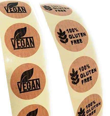 500 Etiquetas adesivas kraft Vegan 500 etiquetas adesivas kraft Gluten free