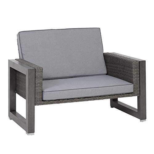 greemotion Rattan-Lounge Bahia Marvao, 2er Garten-Sofa inkl. Tisch & Hocker, Daybed für indoor & outdoor, Grau