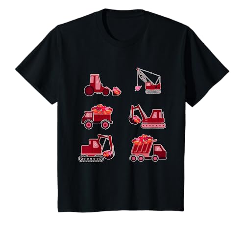 Kids Construction Truck Hearts Valentines Day Boys Toddler Kids T-Shirt