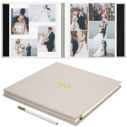 Remowith Self Adhesive Photo Album Linen Cover 60 Pages Beige