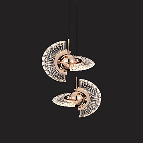 WYDGLSJC Iluminación de araña de cristal, lámpara LED moderna de lujo para habitación g, anillo de escalera larga, lámpara de cristal, decoración del hogar grande, iluminación interior de cristal