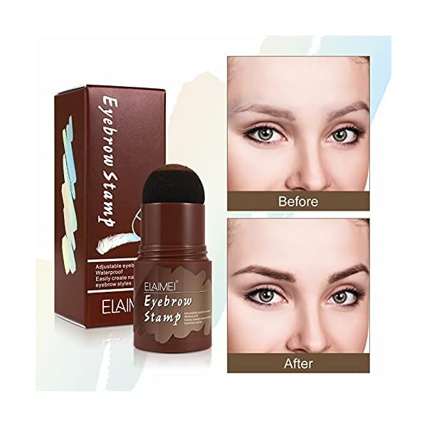 Eyebrow Stamp Kit, Eyebrow Shaping Stamp Makeup Kit, One Step Eye Brow Stamp, Long Lasting Eyebrow Makeup Tool with 10 Reusable Eyebrow Stencils, 2 Eyebrow Brushes, 3 Colors (Dark Brown)
