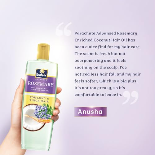 Image of Parachute Advansed Rosemary enriched Coconut Hair Oil For Promoting Hair Growth, 200ml| Up to 2x Thicker Hair| Nourishes & Strengthens Hair| Prevents Hair Thinning & Breakage| Dermatologically Tested Hair Oil| For Men & Women| Non-Sticky Formula