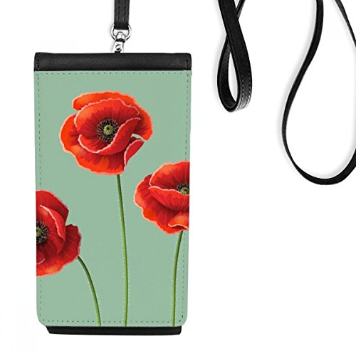 Cadeau multicolore de bourse pour téléphone avec peinture pavot rouge