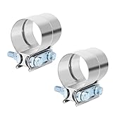 FEKUAR 2.5 Inch 2 1/2 Butt Joint Exhaust Band Clamp Sleeve 304 Stainless Steel 2pcs