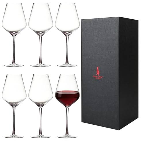 母の日【香りと味わいを引き立てる薄口 6脚セット】G'day Wine ワイングラス [ ハンドメイド 薄口 食洗機対応 赤 白 兼用 ブルゴーニュ 型 540ml 約150g 赤ワイン 白ワイン ] ギフト 誕生日 プレゼントの商品画像（Amazon）