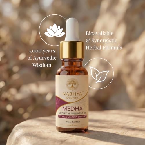 Image of Nabhya Medha - Mind Balance | Focus, Memory & Cognitive Clarity Nabhi Oil, For Mental Wellness & Concentration Support, with Ayurvedic Herbal Oils | 30 ml