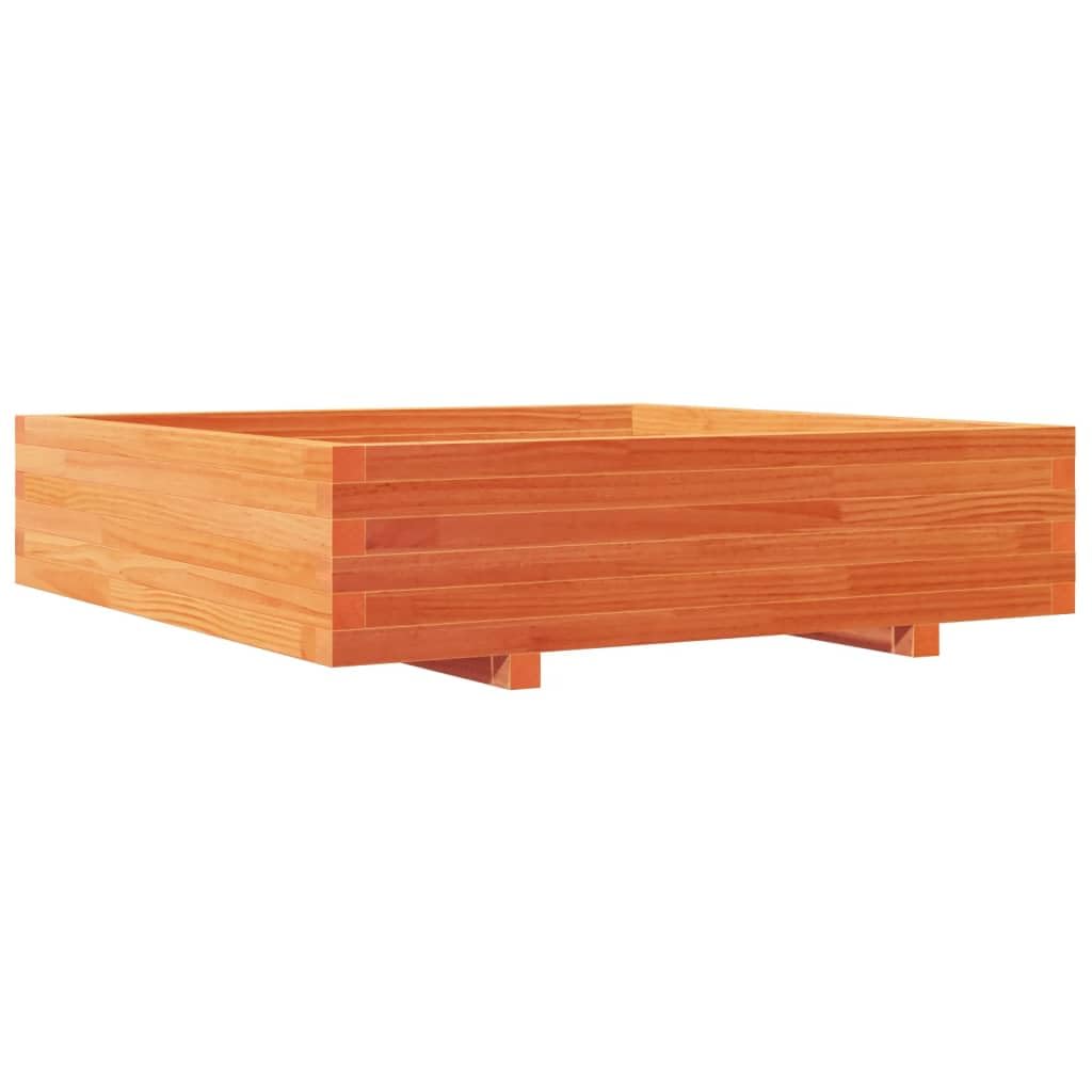 Sadzarka ogrodowa 100 x 100 x 26,5 cm z litego drewna sosnowego, brązowa doniczka na rośliny, warzywa, zioła aromatyczne, dekoracja zewnętrzna, wymagany montaż