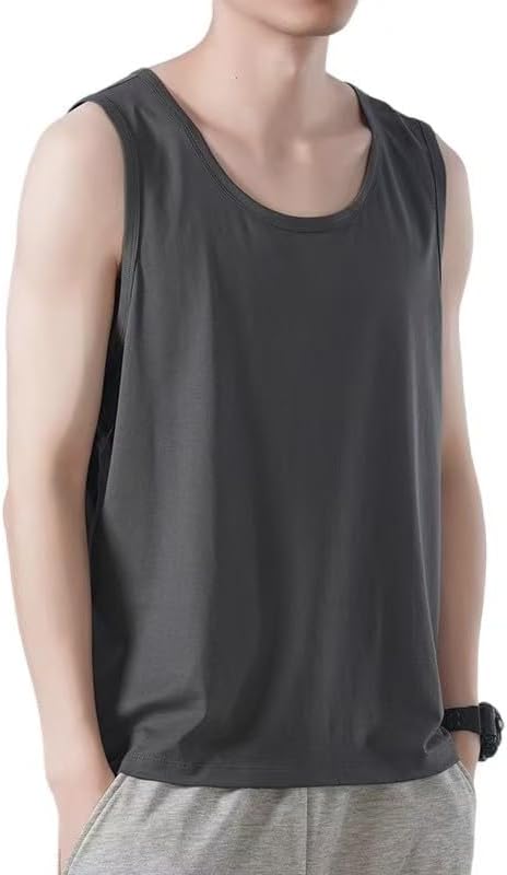 Xioker Men's Sports Singlet Tank Top, Sleeveless Athletic Shirt for Gym and Workout, Dark Gray