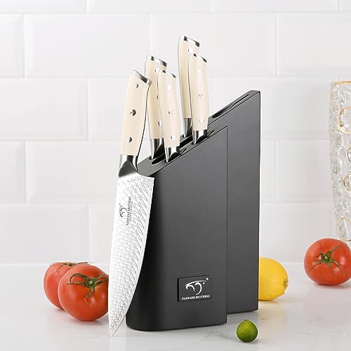 NANFANG BROTHERS Damascus Chef's Knife Block Set - 6-Piece VG10 Stainless Steel Kitchen Knife Set with ABS Ergonomic Handles, Sharp Carving & Slicing Knives for Meat, Vegetables & Prep,Luxury Gift Box - Image 3