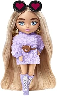Barbie Extra Minis Doll #3 (5.5 in) Wearing Emoji-Printed 2-Piece Fashion, with Doll Stand & Accessories Including Sunglasses and Purse, Gift for Kids 3 Years Old & Up